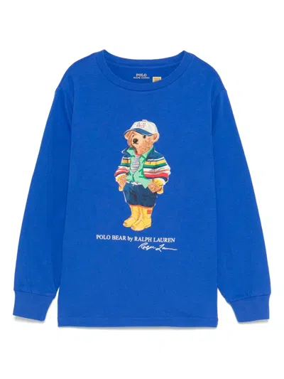 Polo Ralph Lauren Kids' Polo Bear-print T-shirt In Blue