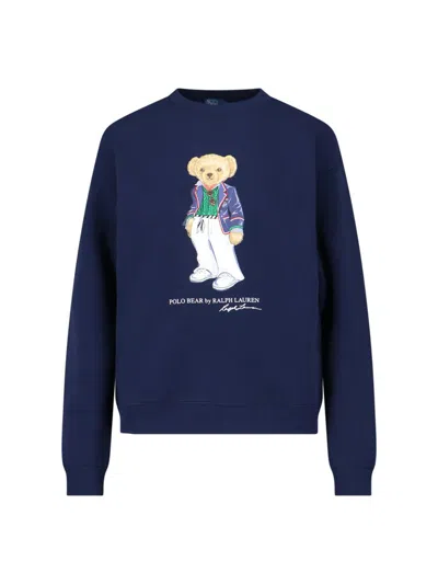 Polo Ralph Lauren Bear Cotton Sweatshirt In Blue