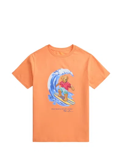 Polo Ralph Lauren Kids' Ralph Lauren Polo Bear Cotton Jersey Tee In Orange