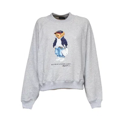 Polo Ralph Lauren Polo Bear Raglan Sleeve Crewneck Sweatshirt In Gray