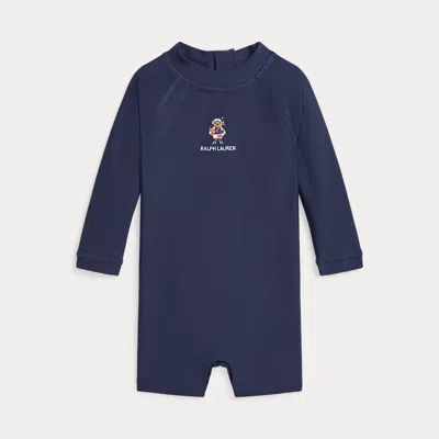 Polo Ralph Lauren Babies' Polo Bear Rash Guard Shortall In Newport Navy