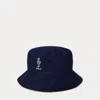 Polo Ralph Lauren Polo Bear Reversible Twill Bucket Hat In Newport Navy