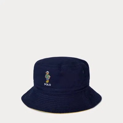 Polo Ralph Lauren Polo Bear Reversible Twill Bucket Hat In Blue