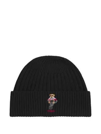 Polo Ralph Lauren Polo Bear Ribbed Beanie In Black