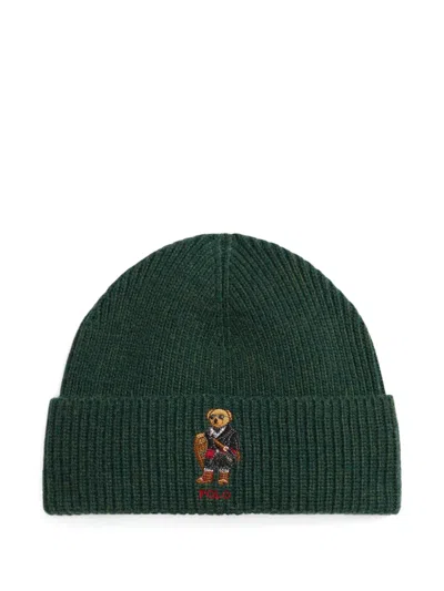 Polo Ralph Lauren Polo Bear Ribbed Beanie In Green