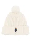 Polo Ralph Lauren Polo Bear Ribbed Pom-pom Beanie Accessories In Neutral