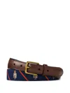 Polo Ralph Lauren Polo Bear Ribbon-striped Belt In Brown