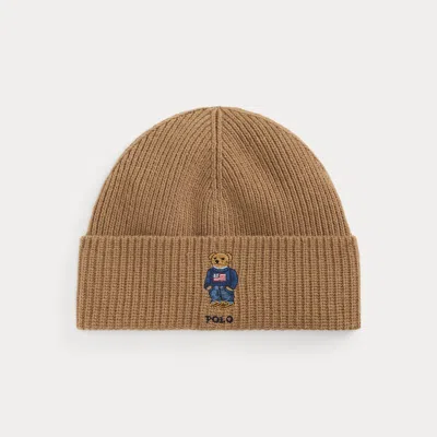 Polo Ralph Lauren Polo Bear Rib-knit Beanie In Classic Camel In Brown