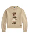 Polo Ralph Lauren Bear Graphic Roll Neck Sweater In Nude