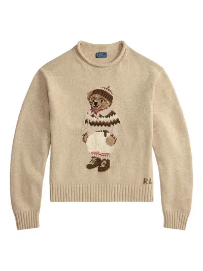 Polo Ralph Lauren Polo Bear Rollneck Jumper In Nude