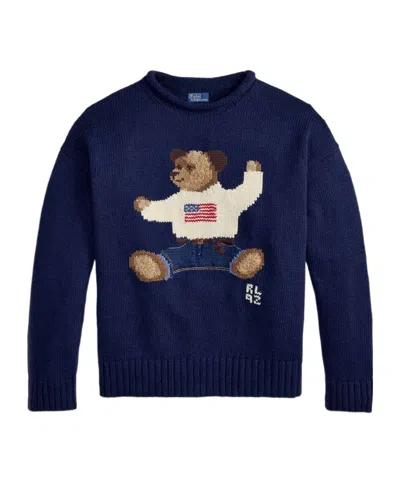 Polo Ralph Lauren Polo Bear Roll-neck Sweater In Blue