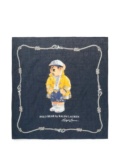 Polo Ralph Lauren Polo Bear Rope-print Scarf In Blue
