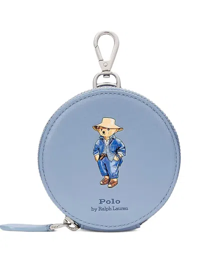 Polo Ralph Lauren Polo Bear Round Coin Purse In Blue