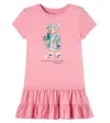 Polo Ralph Lauren Polo Bear Ruched Cotton Dress In Pink