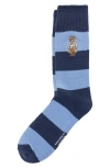 Polo Ralph Lauren Embroidered Rugby Bear Socks In Blue