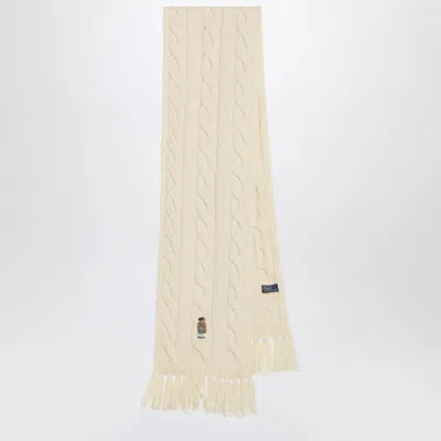 POLO RALPH LAUREN POLO BEAR SCARF IN CREAM WOOL