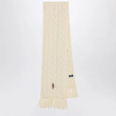 Polo Ralph Lauren Polo Bear Scarf In Cream Wool In Neutral