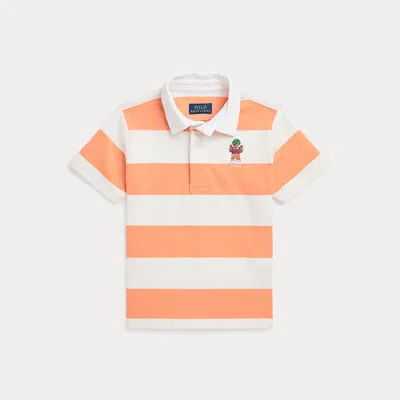 Polo Ralph Lauren Kids' Polo Bear Short-sleeve Rugby Shirt In Poppy