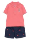 Polo Ralph Lauren Ralph Lauren Crab Embroidered Cotton Polo & Shorts Set In Red