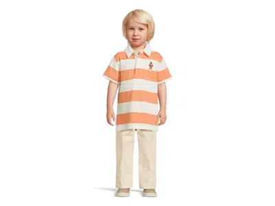 Polo Ralph Lauren Polo Bear Short-sleeve Rugby Shirt (toddler/little Kid) Boy's Clothing Sp25 Poppy/deckwash White Bea In Neutral