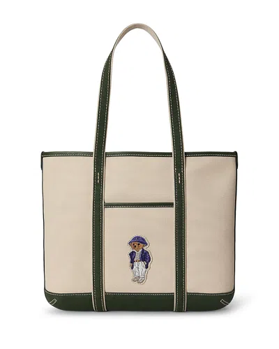 Polo Ralph Lauren Polo Bear Small Canvas Shopper Tote In White