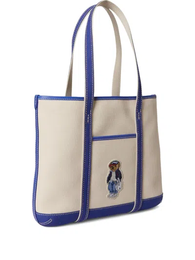 Polo Ralph Lauren Polo Bear Small Canvas Tote Shopper In Multi