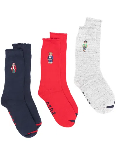 Polo Ralph Lauren Polo Bear Socks Set (three Pairs) In Multicolour