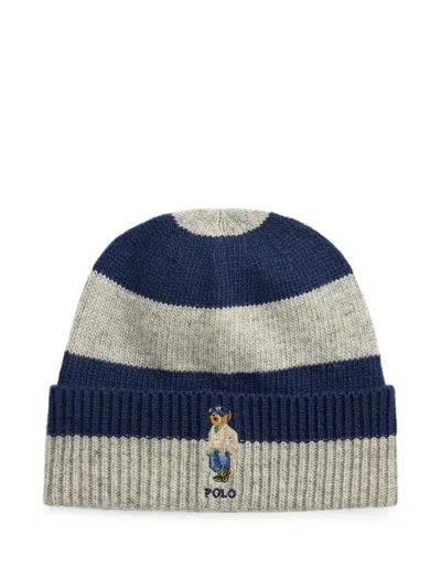 Polo Ralph Lauren Polo Bear Striped Beanie Hat In Multi