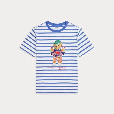 Polo Ralph Lauren Kids' Polo Bear Striped Cotton Jersey Tee In Red
