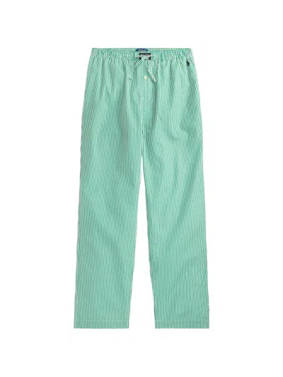 Polo Ralph Lauren Polo Bear Striped Cotton Pyjama Pants In Green