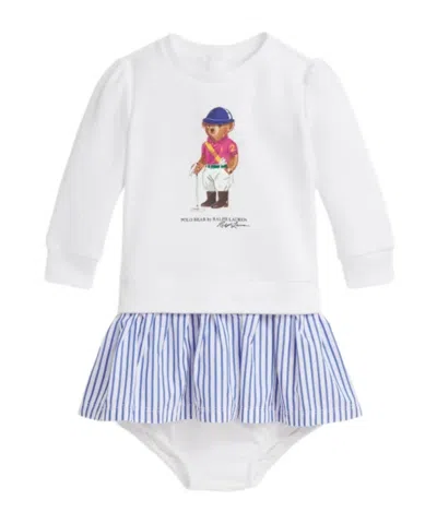 Polo Ralph Lauren Kids' Polo Bear Striped Dress Set (set Of Two) In White