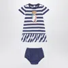 Polo Ralph Lauren Polo Bear Striped Set White/navy Blue In Blue
