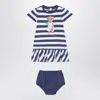 Polo Ralph Lauren Polo Bear Striped Set White/navy Blue In Multicolor