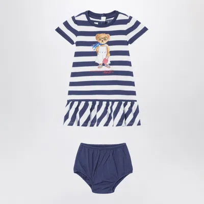 Polo Ralph Lauren Polo Bear Striped Set White/navy Blue In Multicolor