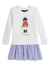 Polo Ralph Lauren Girls 2t-6x Polo Bear Striped Skirt Dress In White