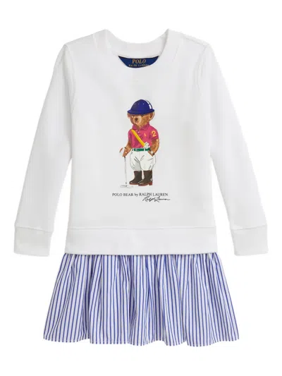 Polo Ralph Lauren Kids' Girls 2t-6x Polo Bear Striped Skirt Dress In White