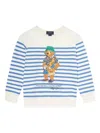 Polo Ralph Lauren Polo Bear Striped Fleece Sweatshirt In White