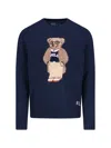Polo Ralph Lauren Blue Sweater With Logo Embroidery On The Front And Logo Lettering On The Front In Cotton And Linen B In Blue