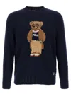 Polo Ralph Lauren Mens Bear Navy Polo Bear Graphic-embroidered Linen And Cotton-blend Jumper In Blue