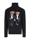 Polo Ralph Lauren Bear-embroidered Turtleneck Pullover In Black