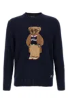 Polo Ralph Lauren Blue Sweater With Logo Embroidery On The Front And Logo Lettering On The Front In Cotton And Linen B In Black