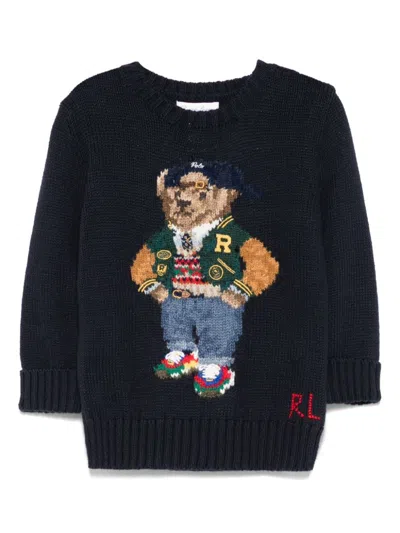 Polo Ralph Lauren Babies' Polo Bear Sweater In Blue