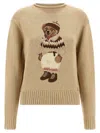 Polo Ralph Lauren Bear Graphic Roll Neck Sweater In Brown