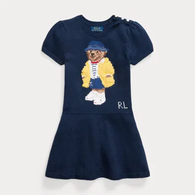 Polo Ralph Lauren Kids' Polo Bear Sweater Dress In Newport Navy