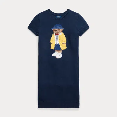 Polo Ralph Lauren Kids' Polo Bear Sweater Dress In Newport Navy