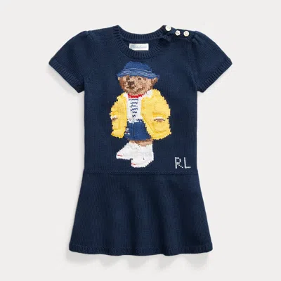 Polo Ralph Lauren Babies' Polo Bear Sweater Dress In Newport Navy