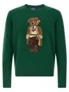 Polo Ralph Lauren Crew Neck Knit Sweater With Ribbed Textures In Green