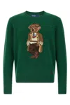 Polo Ralph Lauren Crew Neck Knit Sweater With Ribbed Textures In Green