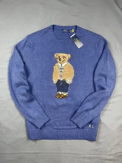 Pre-owned Polo Ralph Lauren Polo Bear Sweater Knit 2xlt Xxl In Blue