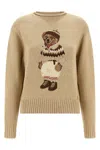 Polo Ralph Lauren Bear Graphic Roll Neck Sweater In Neutral